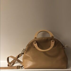 Elegant Tan Faux-Leather SaboSkirt Handbag